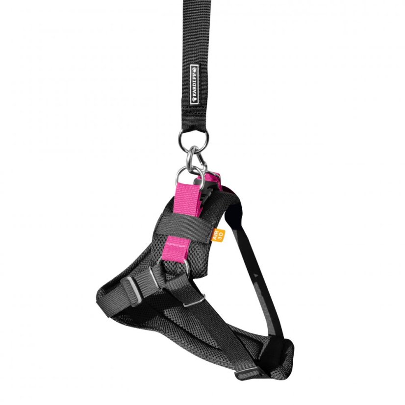 KARDIFF SET - Bezpečnostní pás (postroj + vodítko pro psa), velikost L / ružový