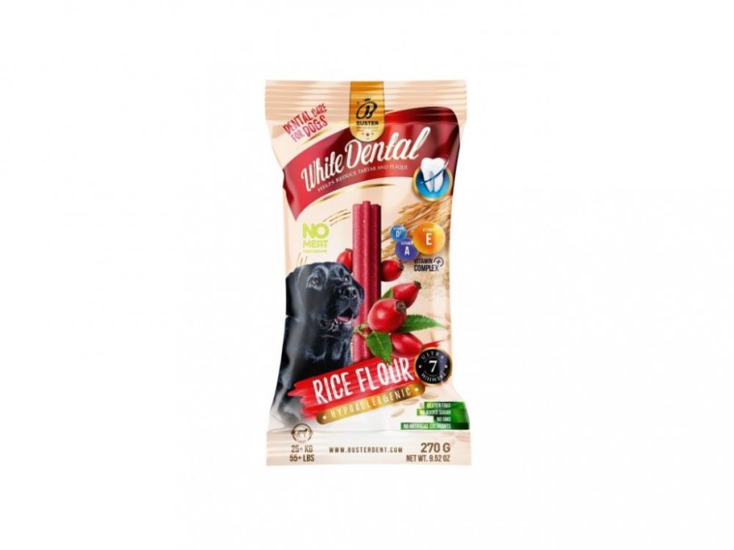 Funkční hypoalergenní dentální tyčinky pro psy s rýžovou moukou a šípkem - Varianta: Maxi