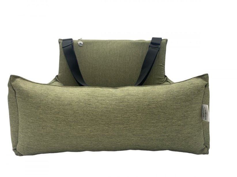 Car seat for dogs LUX Green with orthopedic mattress - Car seat size: 50cm x 40cm