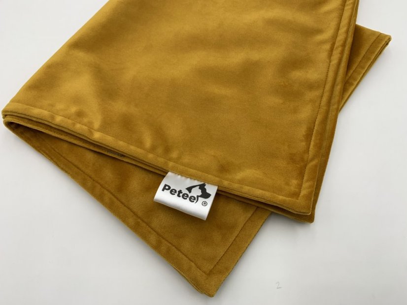 PETEE Sametová deka pro psa - hořčicová - Velikost deky: 90cm x 70cm