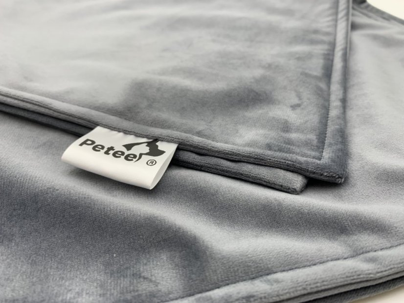 PETEE Sametová deka pro psa - šedá - Velikost deky: 80cm x 70cm