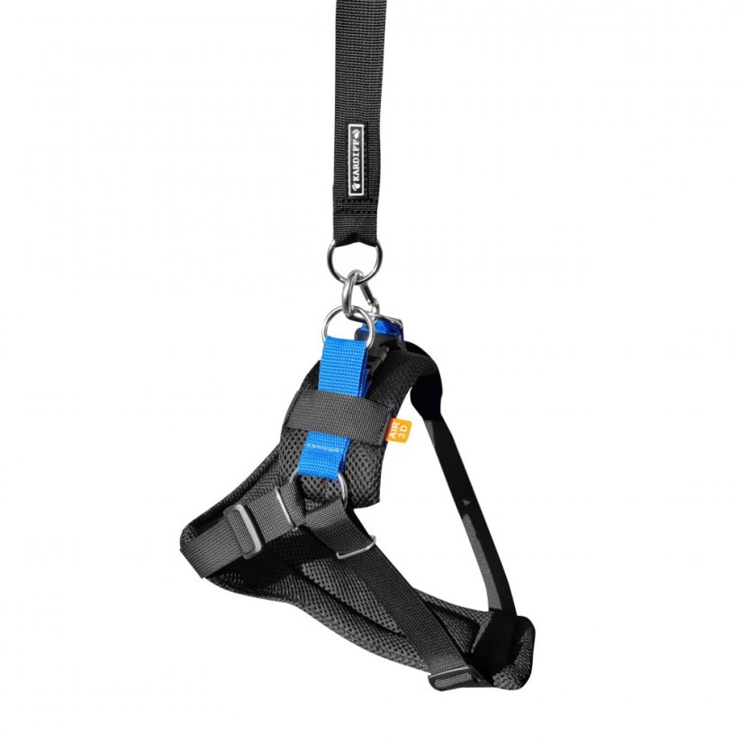 KARDIFF SET - Bezpečnostní pás (postroj + vodítko pro psa), velikost XS / modrý