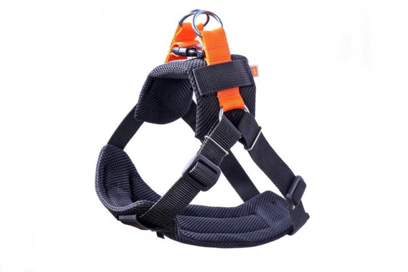 KARDIFF SET - Bezpečnostní pás (postroj + vodítko pro psa), velikost L / oranžová
