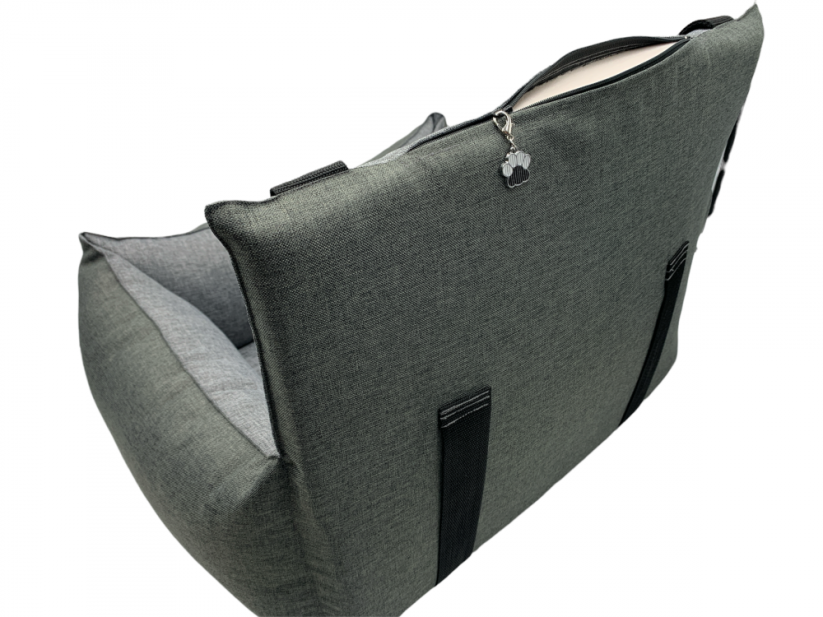 Car seat for dogs DUO Grey with orthopedic mattress - Car seat size: 50cm x 40cm